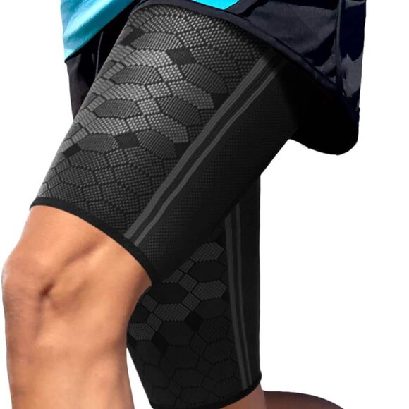 Thigh Compression Sleeves Pair – Quad and Hamstring Support – Upper Leg Sleeves - Picture 1 of 8